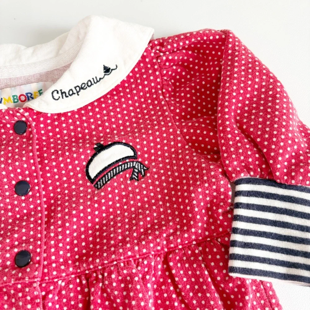 Gymboree Infant Red Polka Dot Hi Ho Sailor French Nautical Romper 1996 Vintage